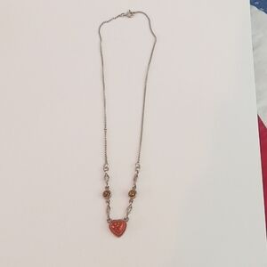 Silver necklace with orange stone